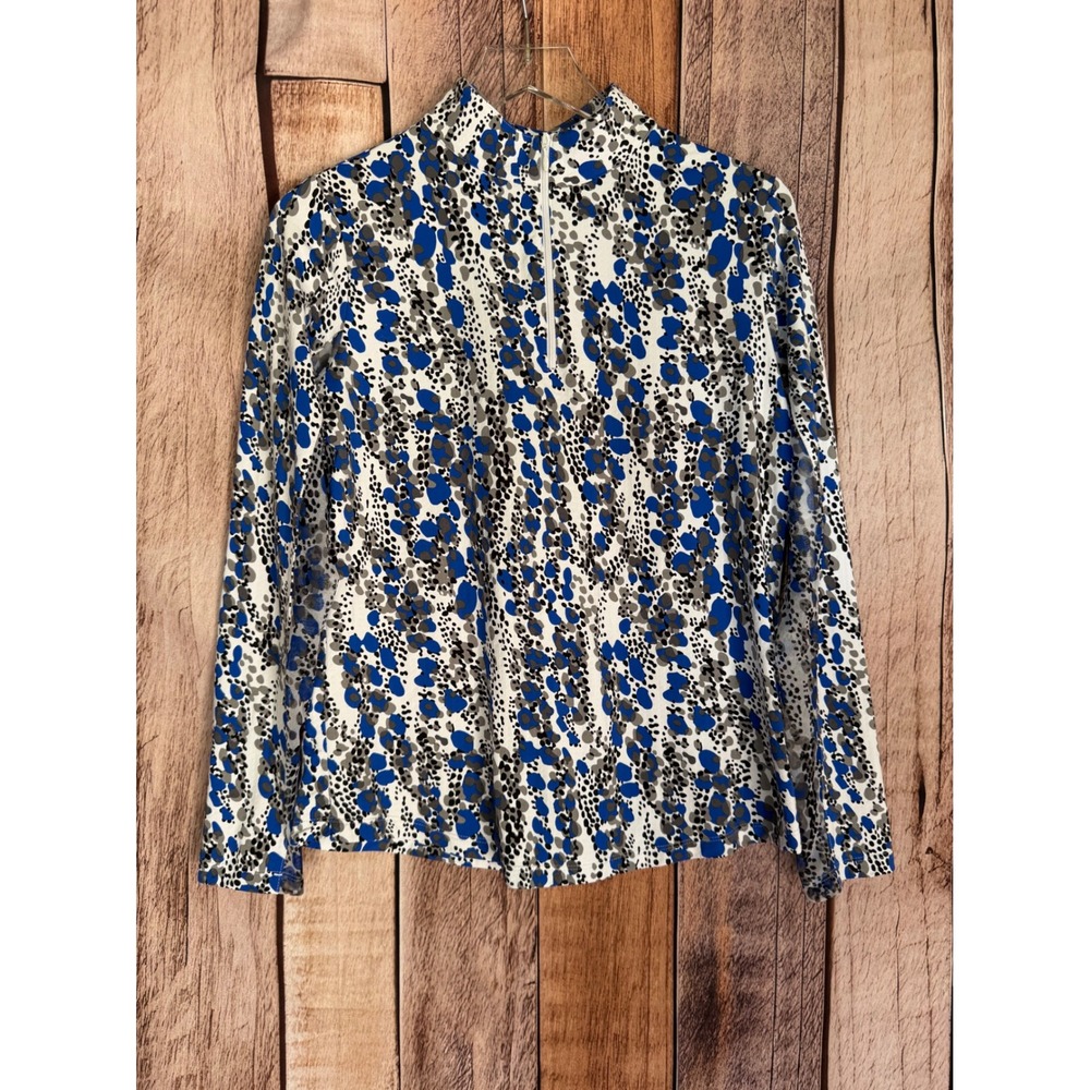 IBKUL Top IceFil UPF 50+ Quarter Zip Sun Shirt Cooling Golf Print Blue Medium